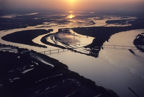 Confluence of the Mississippi River & Ohio River at Cairo, Illinois