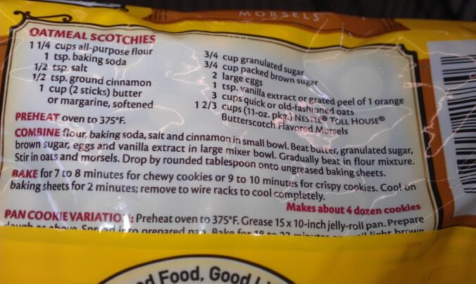 Oatmeal Scotchies Recipe on chip bag