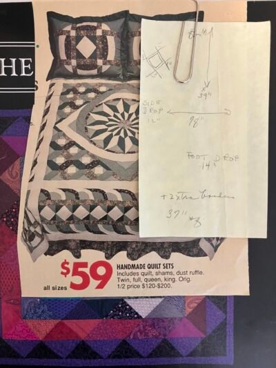 Ma's design ideas with measurement notes